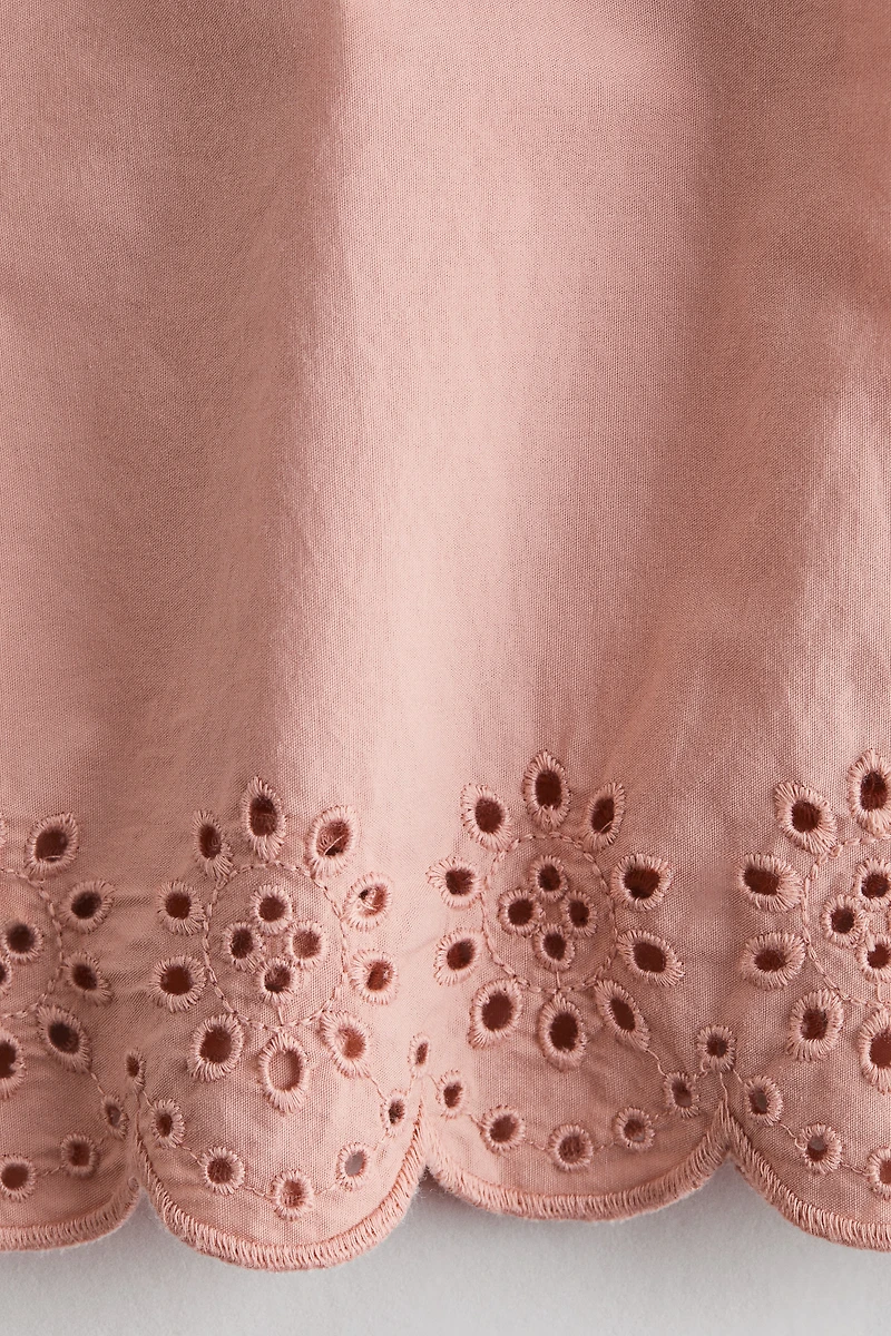 Cotton Pants with Eyelet Embroidery