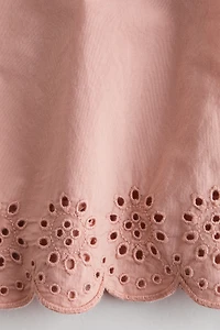 Cotton Pants with Eyelet Embroidery