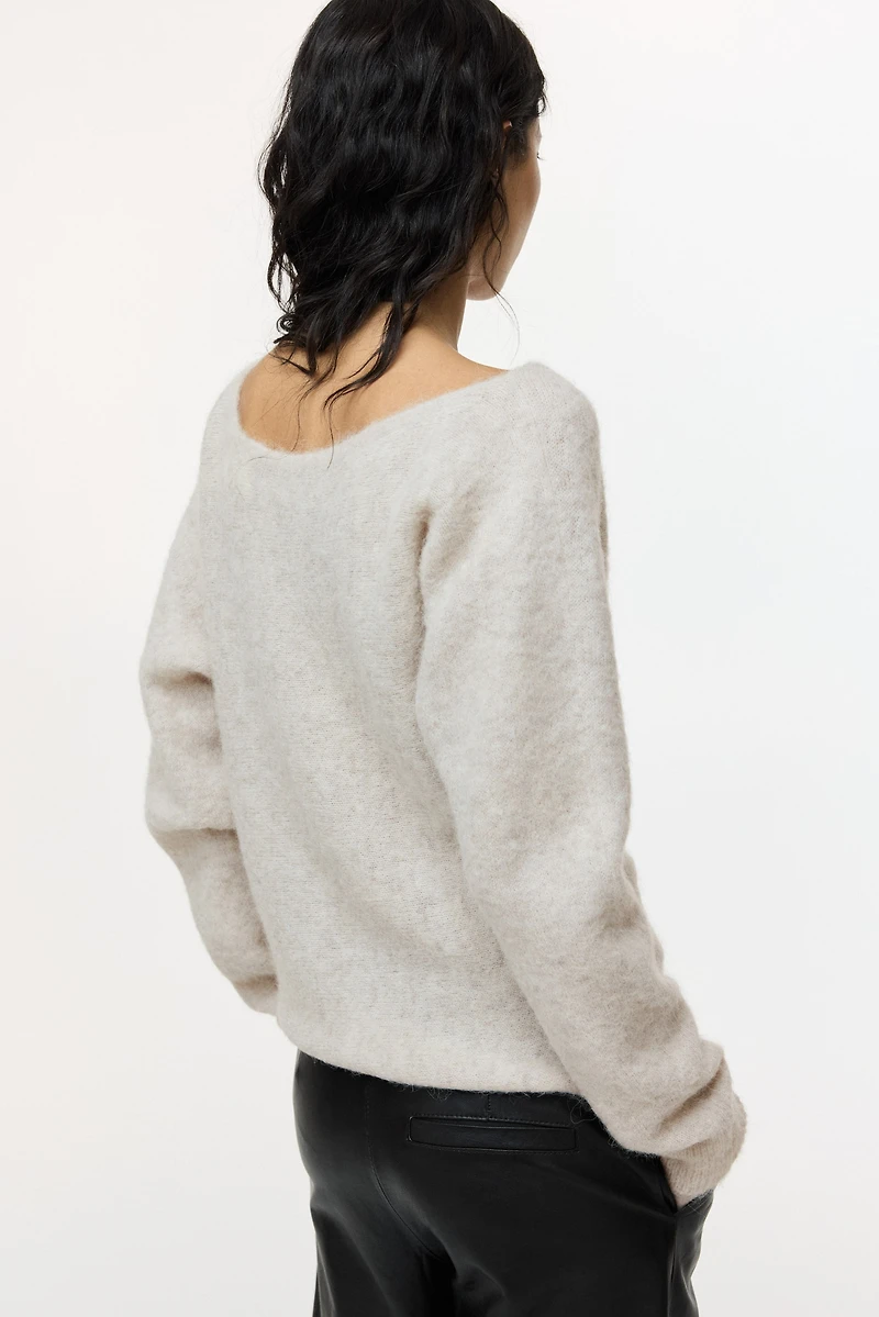 Alpaca-Blend One-Shoulder Sweater