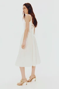 Tie-Back Poplin Dress