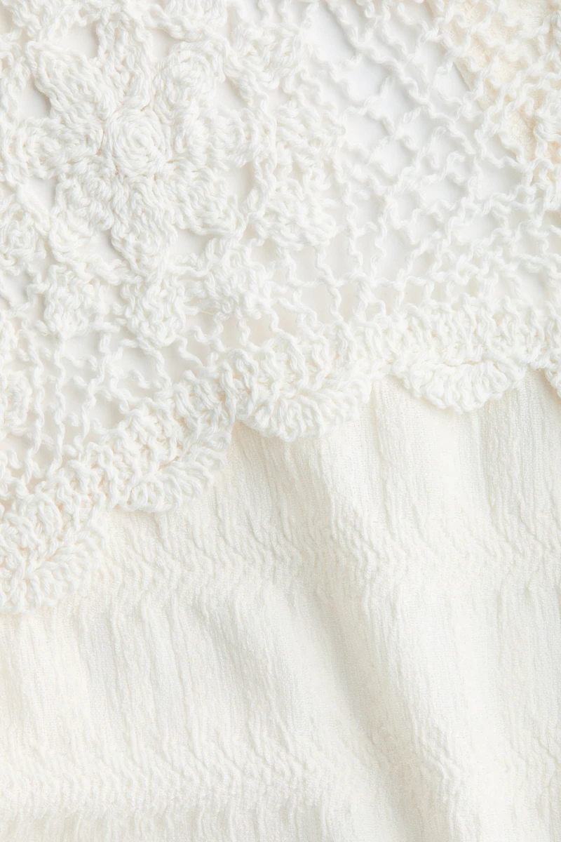 Textured Top with Crochet-Look Section