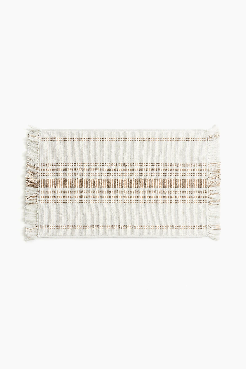 Cotton Bath Mat with Fringe