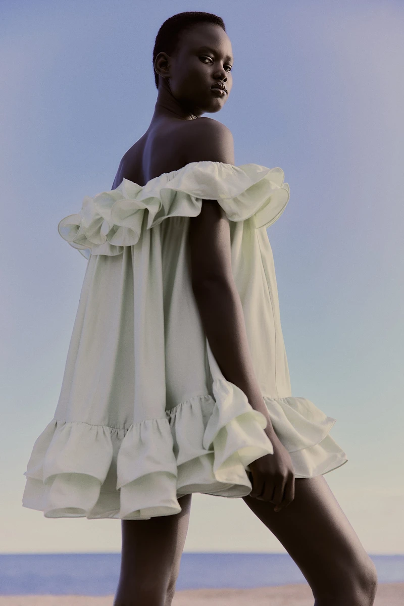 Ruffled Off-the-Shoulder Dress