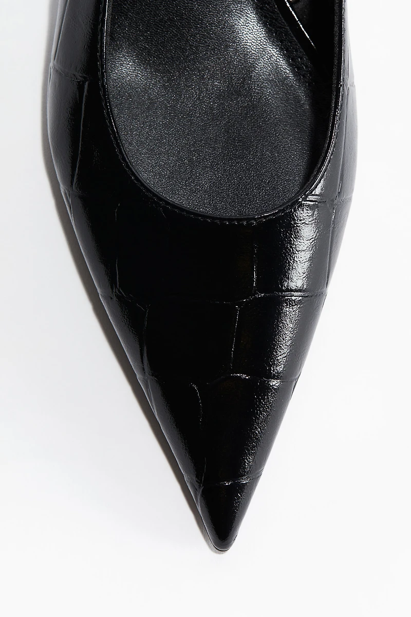 Kitten-Heeled Pointed Slingbacks