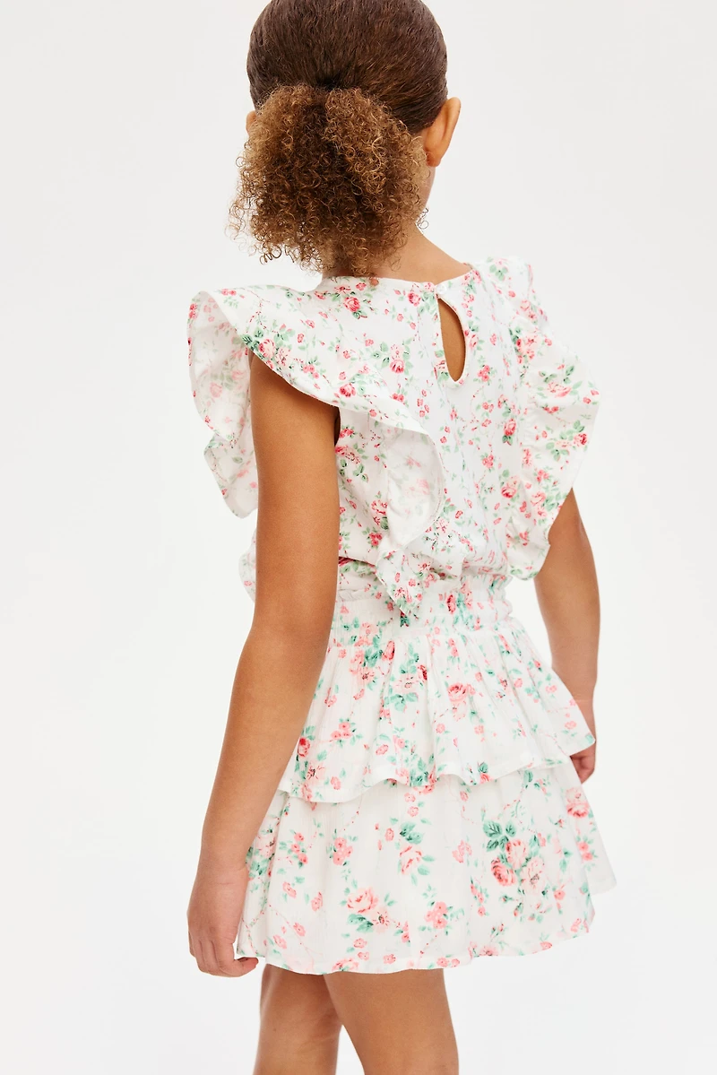 Flounce-Trimmed Cotton Top