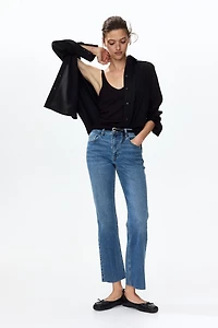 Flared Regular Waist Ankle Jeans