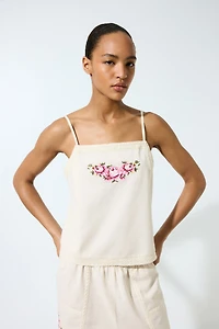 Linen-Blend Pajama Top