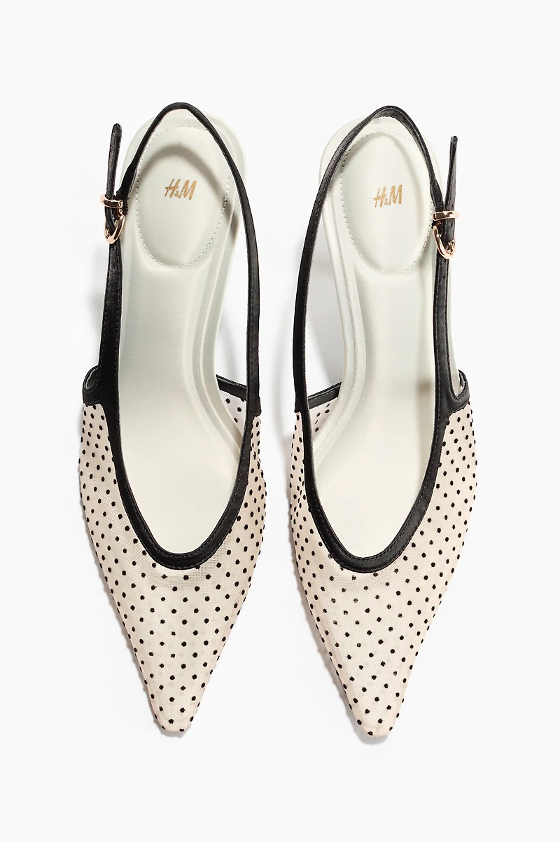 Heeled Mesh Slingbacks