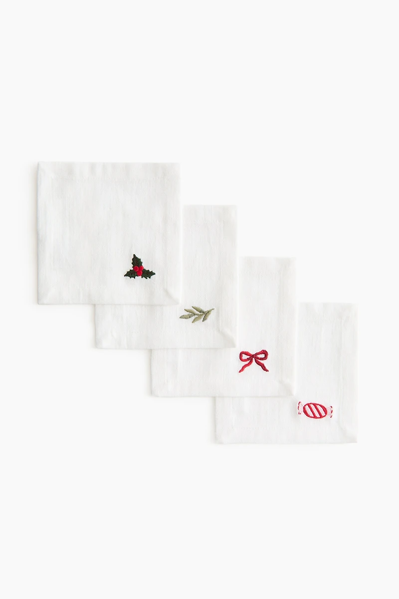 Lot de 4 sous-verres brodés