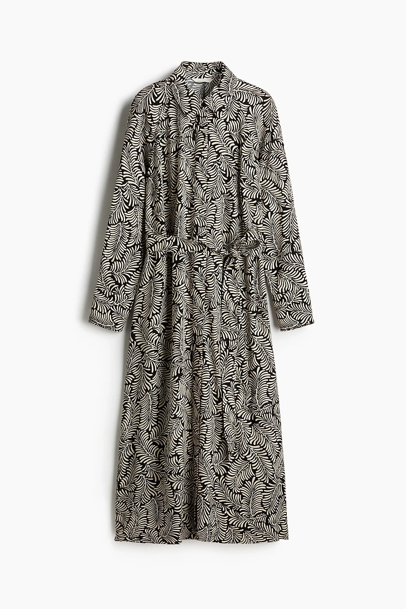 Tie-belt viscose shirt dress