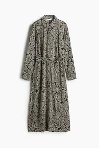 Tie-belt viscose shirt dress