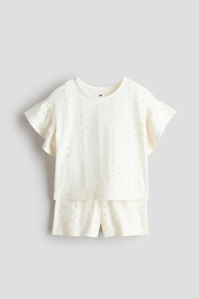 Ensemble 2 pièces avec broderie anglaise