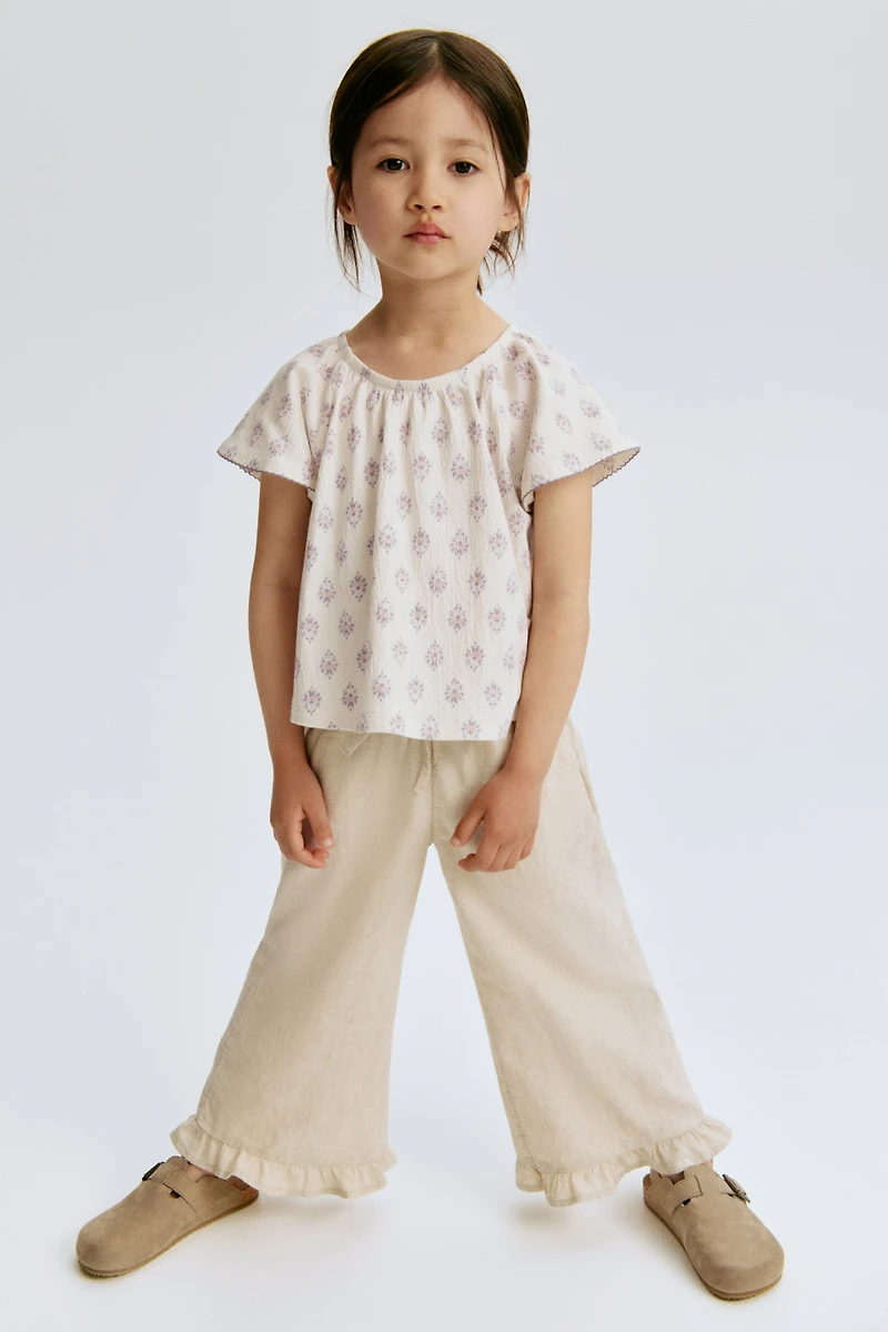 Linen-Blend Drawstring Pants