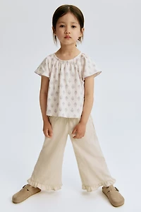 Linen-Blend Drawstring Pants