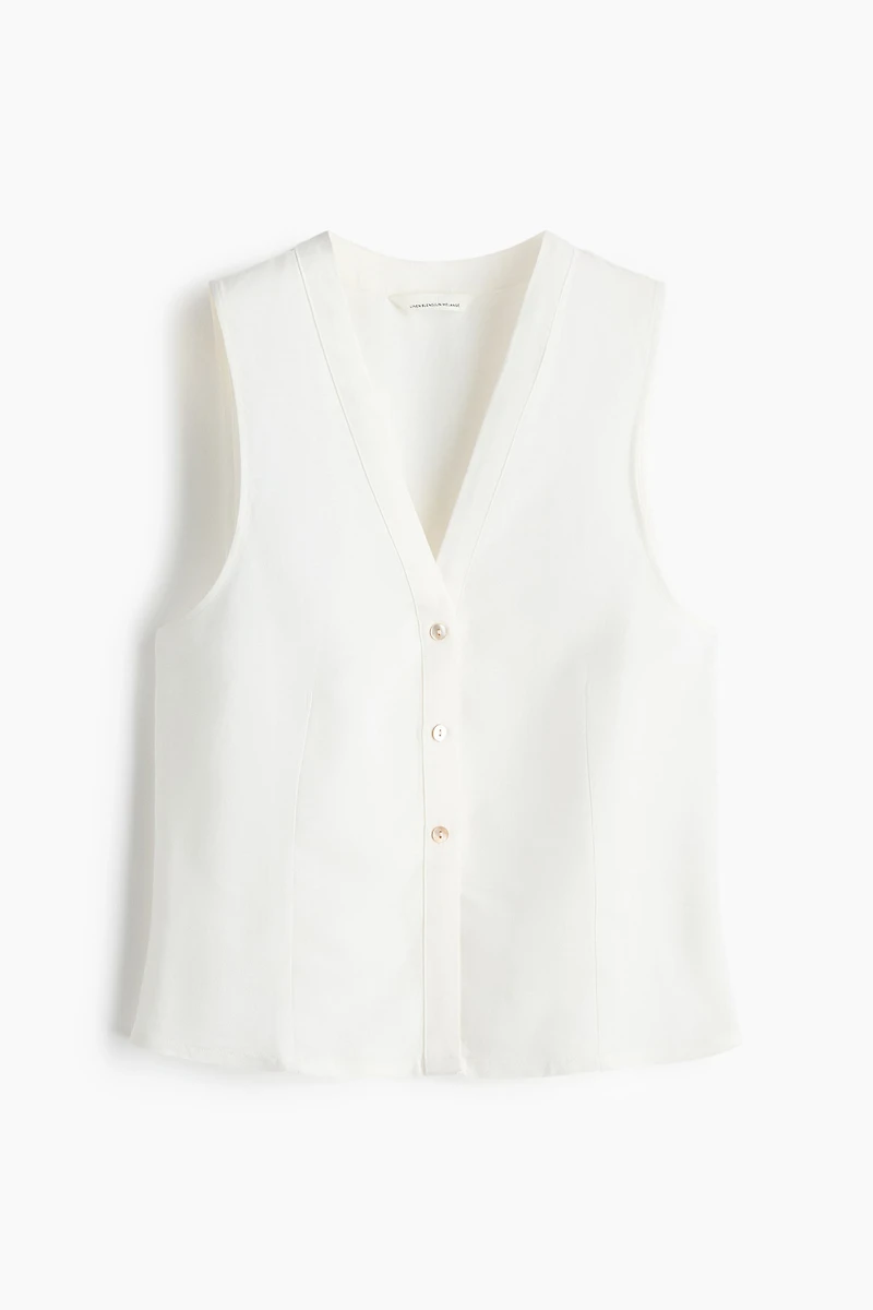 Sleeveless Linen-Blend Shirt