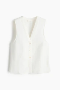 Sleeveless Linen-Blend Shirt