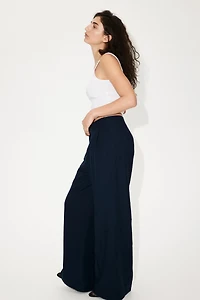 Wide-Leg Linen-Blend Pants