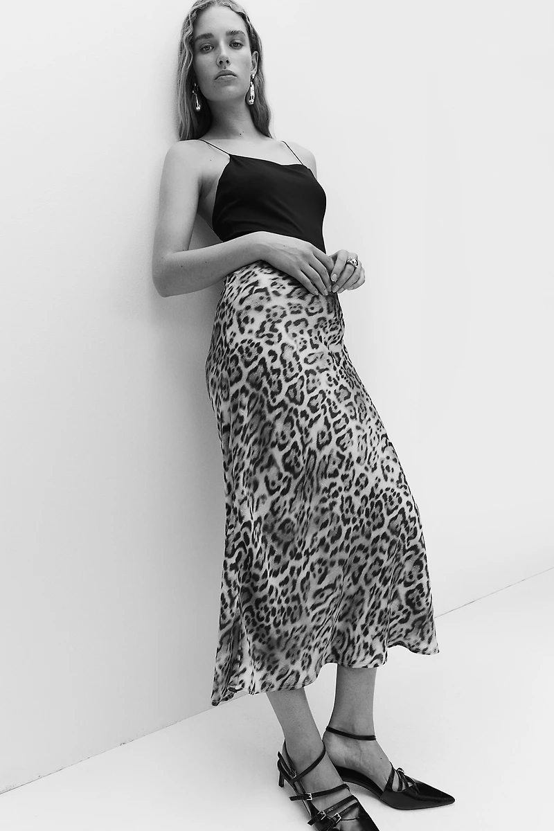 Jupe maxi en satin froissé