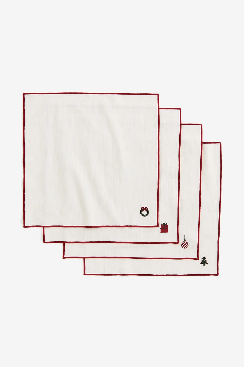 4-pack Embroidered Napkins