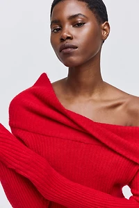 Rib-Knit Off-the-Shoulder Dress