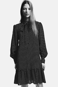 Bow-Collar Tunic Dress