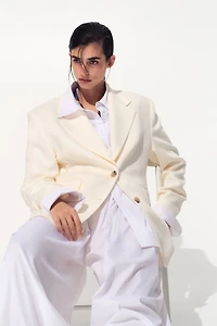 Single-Breasted Linen-Blend Blazer