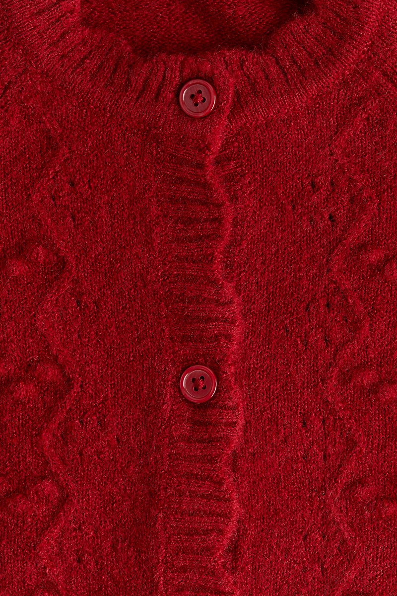 Scalloped-Edge Knit Cardigan