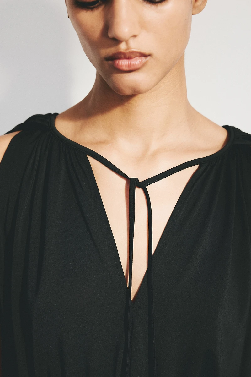 Cape-Detail Jersey Dress