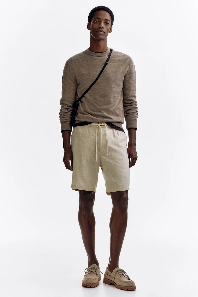 Regular Fit Linen-Blend Shorts
