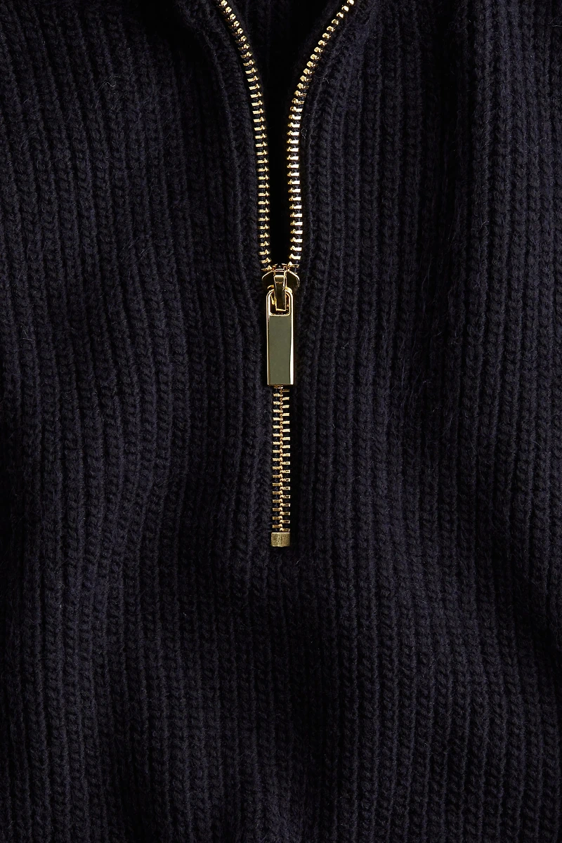 Rib-knit Half-zip Sweater