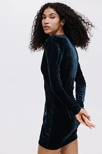 Draped Velour Mini Dress