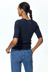 Ribbed Silk-Blend Top