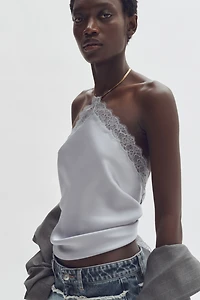 Lace-Trimmed Halterneck Top