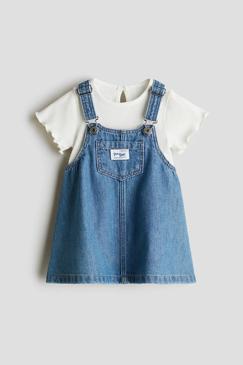 2-Piece Overall Dress and Top Set