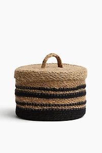 Panier en paille tressée avec couvercle