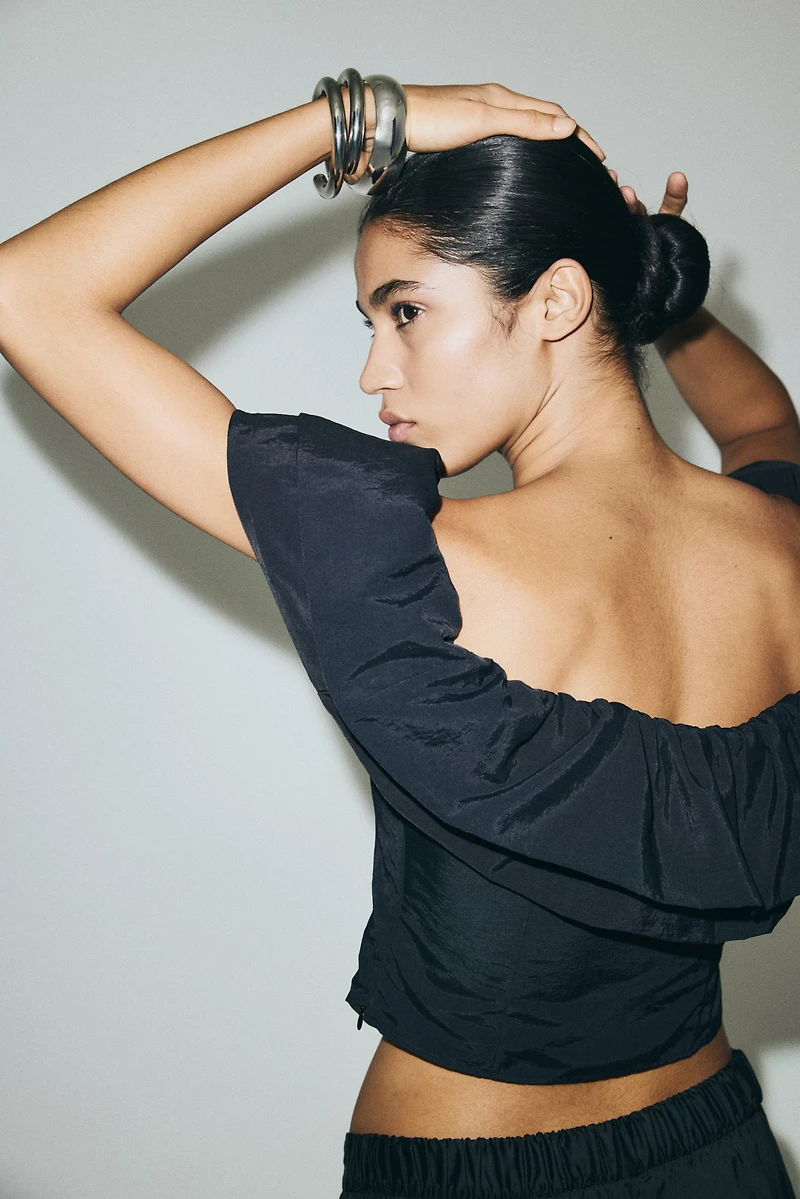Ruffle-Trimmed Off-the-Shoulder Top
