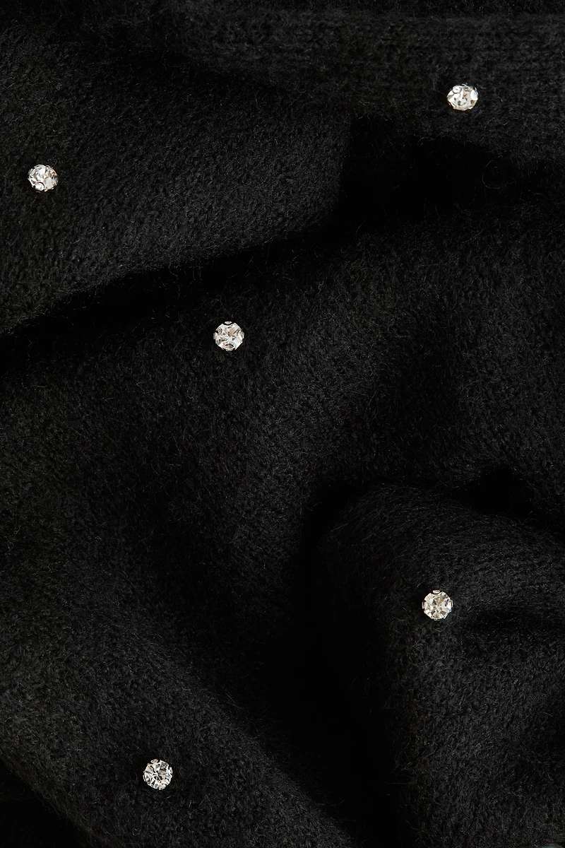 Knit Rhinestone-Detail Pants