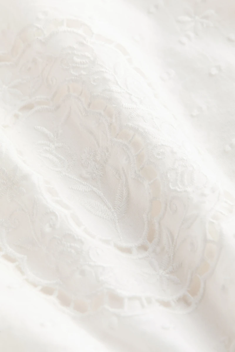 Cape-Detail Dress with Eyelet Embroidery