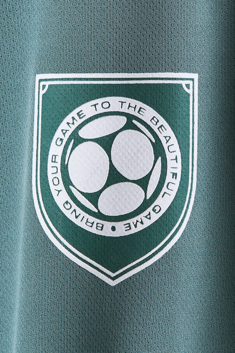 Print-Motif Soccer Jersey with Collar