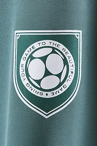 Print-Motif Soccer Jersey with Collar