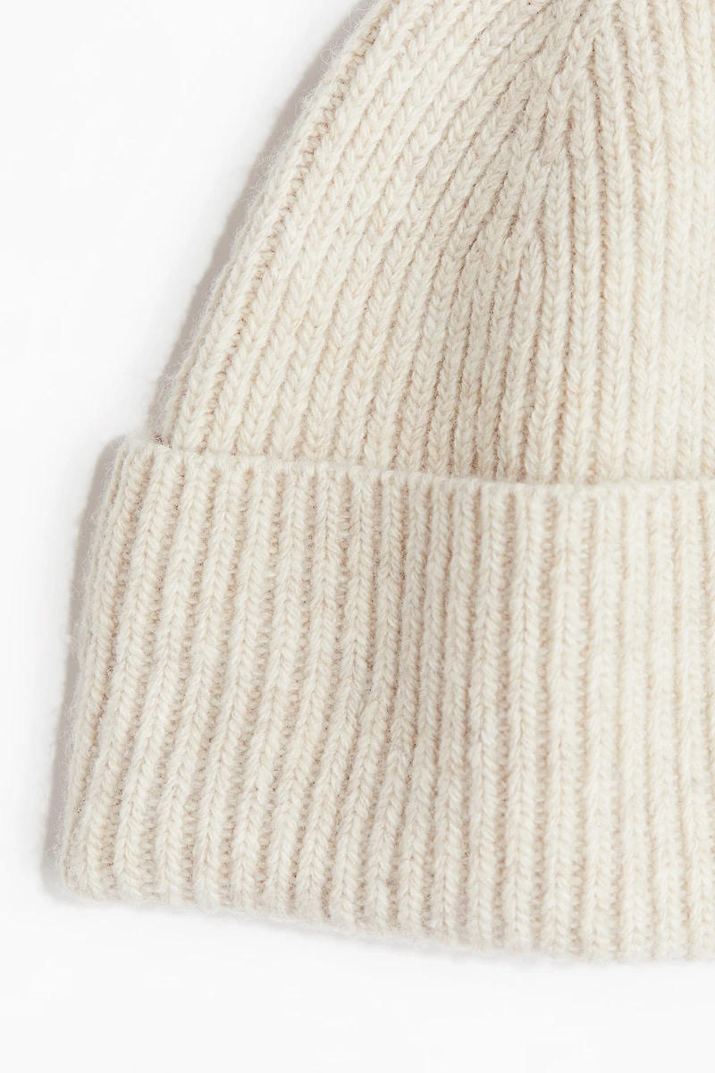 Tuque en tricot côtelé de laine mélangée