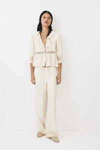 Lace-Trimmed Drawstring Pants