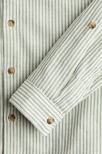 Linen-Blend Band Collar Shirt