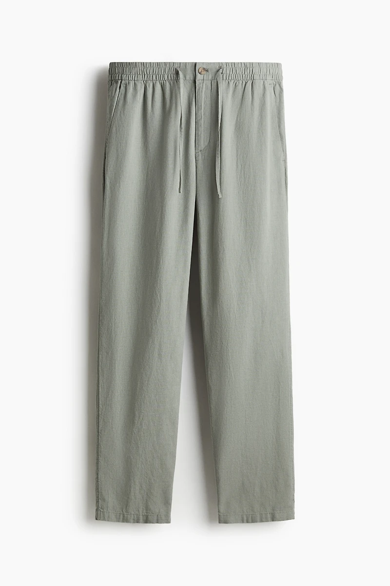 Regular-Fit Linen-Blend Pants