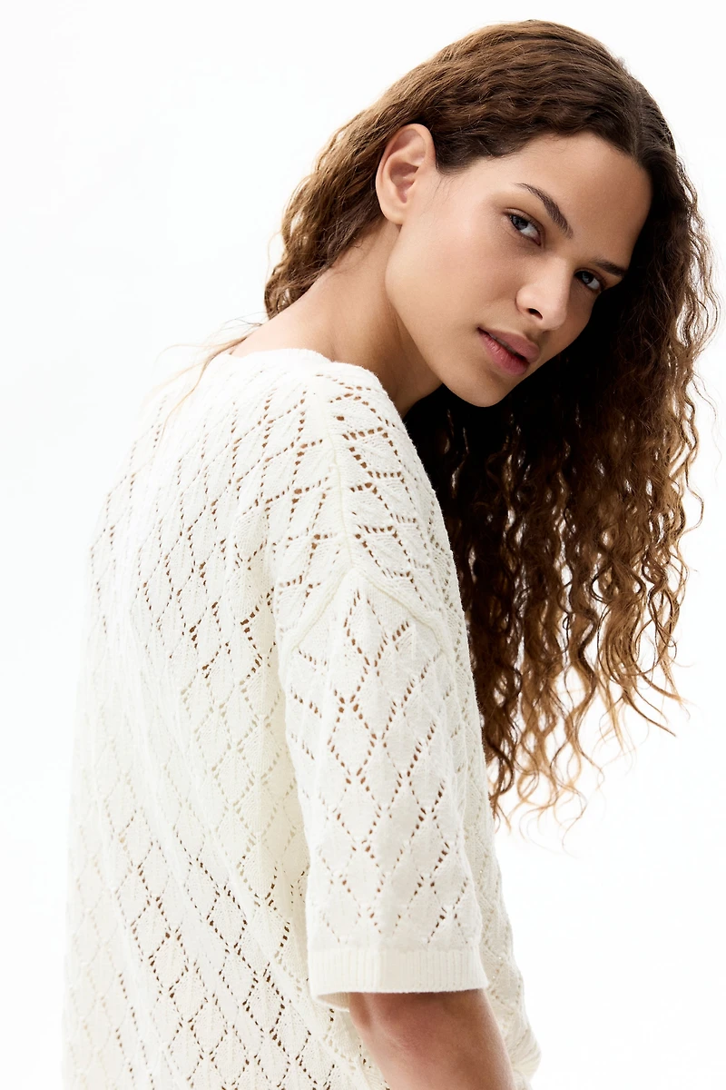 Pointelle-Knit Top