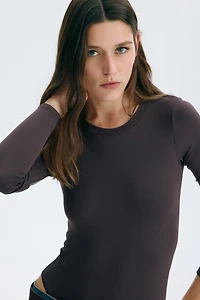 Long-Sleeved Microfiber Bodysuit