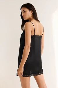 Lace-Trimmed Satin Nightgown