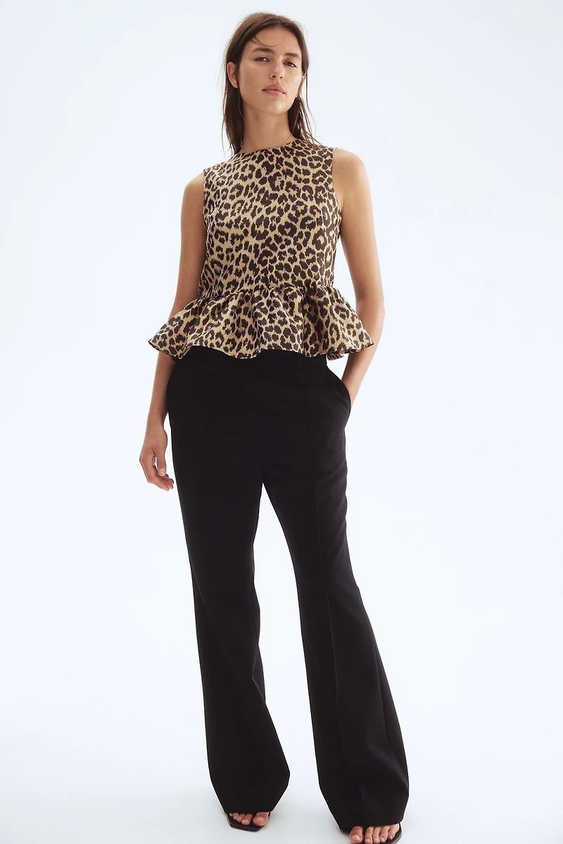 Jacquard-Weave Peplum Top