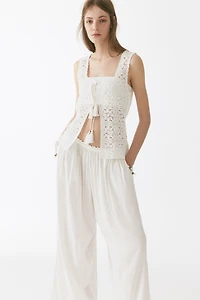 Wide-Leg Drawstring Pants