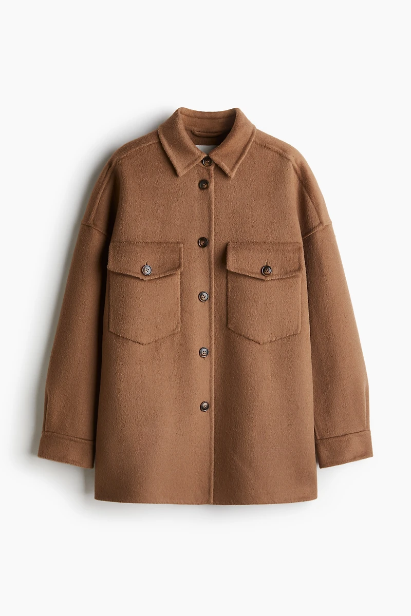 Veste-chemise faite à la main en laine mélangée